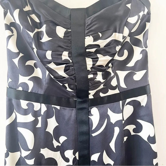 Milly New York Strapless Silk Cocktail Dress Size 8 Black White Bridesmaid Dance - Picture 8 of 9